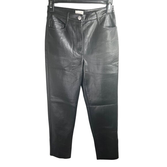 Aritzia Wilfred Melina vegan leather Black Pants Size 2 - Picture 2 of 15
